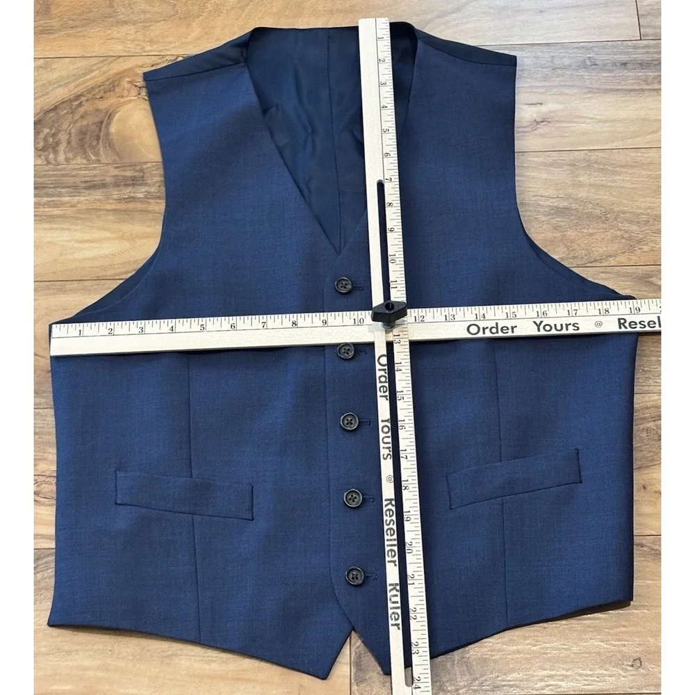 Ralph‎ Ralph Lauren Mens 38R Blue Glen Plaid Blazer  And Vest 100% Wool 2 Button
